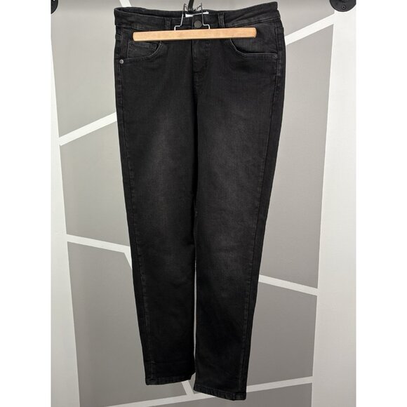DU/ER DUER Women’s 28x28 Fireside Denim Girlfriend Jean Fleece Lined Black - Picture 1 of 16